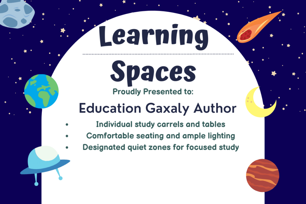 Individual study carrels and tables Comfortable seating and ample lighting Designated quiet zones for focused study